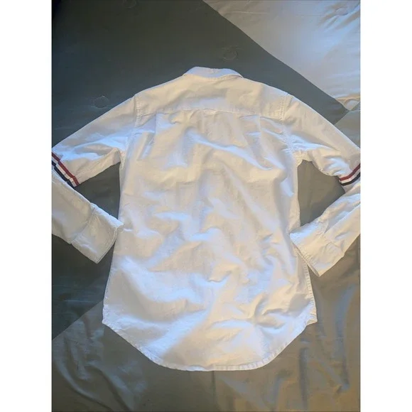 Thom Browne New York Shirt Mens Button Up Oxford White Striped Red Blue Size 0 - Picture 5 of 6